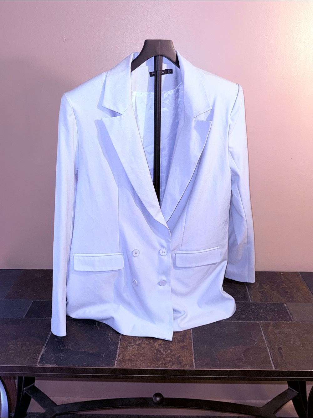 Nasty Gal Light Blue Double-Breasted Blazer Dress